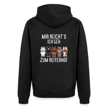 HORSESPACK2MIRREICHTSICHGEHZUMREITERHOF - Unisex Premium Bio Zip Hoodie - Schwarz - Hinten - Nico (187cm)