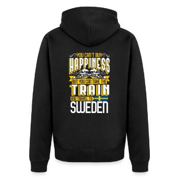 Travel Sweden - Unisex Premium Organic Zip Hoodie - black - Back - Nico (187cm)