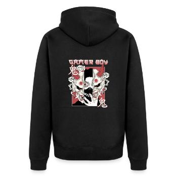 ANIME BOYS2 GAMERBOY - Unisex Premium Organic Zip Hoodie - black - Back - Nico (187cm)
