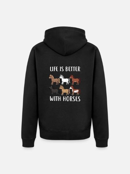 HORSESPACKLIFEISBETTERWITHHORSES - Unisex Premium Organic Zip Hoodie - black