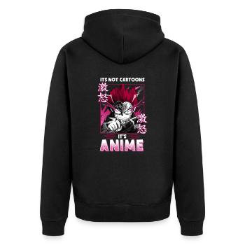 ANIME BOYS ITSNOTCARTOONSITSANIME - Unisex Premium Organic Zip Hoodie - black - Back - Nico (187cm)