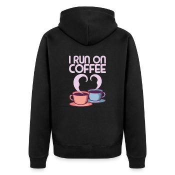 front 49721607696347919 - Unisex Premium Bio Zip Hoodie - Schwarz - Hinten - Nico (187cm)