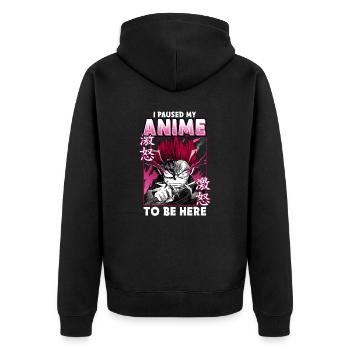 ANIME BOYS IPAUSEDMYANIMETOBEHERE - Unisex Premium Organic Zip Hoodie - black - Back - Nico (187cm)