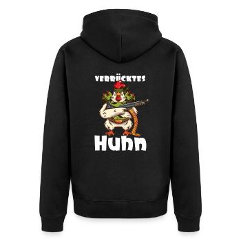 front 68541611239130944 - Unisex Premium Bio Zip Hoodie - Schwarz - Hinten - Nico (187cm)