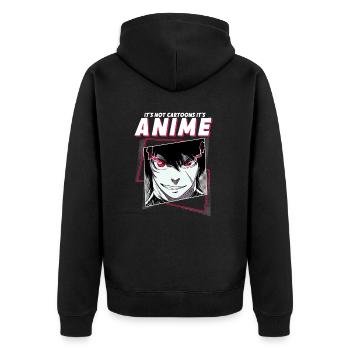 ANIME BOYS3 ITSNOTCARTOONSITSANIME - Unisex Premium Organic Zip Hoodie - black - Back - Nico (187cm)