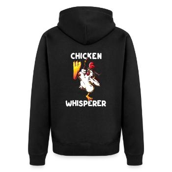 front 93291611242346535 - Unisex Premium Bio Zip Hoodie - Schwarz - Hinten - Nico (187cm)