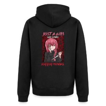 Juste une fille qui aime les films d’horreur Anime Girl - Veste à capuche bio Premium Unisexe - noir - Dos - Nico (187cm)