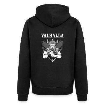 Valhalla I Viking Warrior I Odin I Wikinger - Unisex Premium Bio Zip Hoodie - Schwarz - Hinten - Nico (187cm)