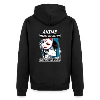 ANIME BOYS4 ANIMEMAKESMEHAPPYYOUNOTSOMUCH - Unisex Premium Organic Zip Hoodie - black - Back - Nico (187cm)