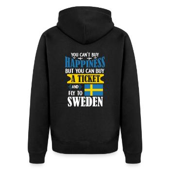 TicketSweden - Unisex Premium Organic Zip Hoodie - black - Back - Nico (187cm)