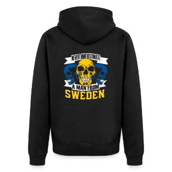 NeverUnderestimate Sweden - Unisex Premium Organic Zip Hoodie - black - Back - Nico (187cm)