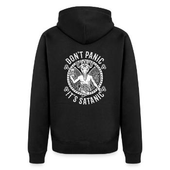front 27601603190842159 - Unisex Premium Bio Zip Hoodie - Schwarz - Hinten - Nico (187cm)