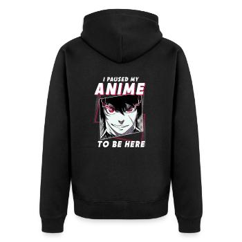 ANIME BOYS3 IPAUSEDMYANIMEJUSTTOBEHERE - Unisex Premium Organic Zip Hoodie - black - Back - Nico (187cm)