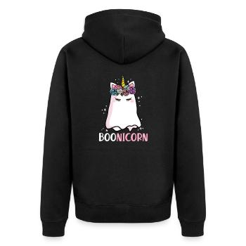 Halloween Boonicorn Unicorn Ghost Girls Gift - Unisex Premium Organic Zip Hoodie - black - Back - Nico (187cm)