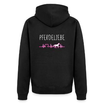 HEARTBEATPFERDELIEBE - Unisex Premium Bio Zip Hoodie - Schwarz - Hinten - Nico (187cm)