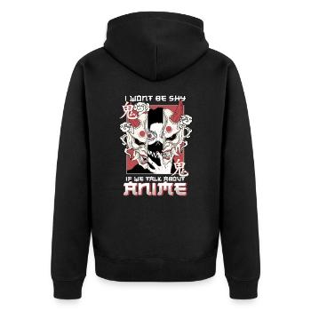 ANIME BOYS2 IWONTBESHYIFWETALKABOUTANIME - Unisex Premium Organic Zip Hoodie - black - Back - Nico (187cm)