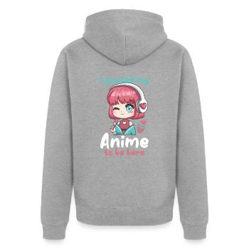 front 19421669380557989 - Unisex Premium Bio Zip Hoodie - Grau meliert - Hinten - Nico (187cm)