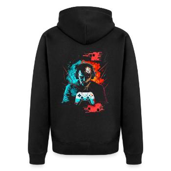 Gamer - Unisex Premium Organic Zip Hoodie - black - Back - Nico (187cm)