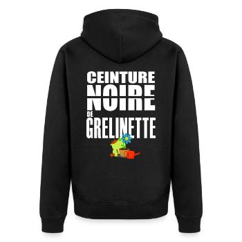 Jardin ceinture noire grelinette humour jardinier - Veste à capuche bio Premium Unisexe - noir - Dos - Nico (187cm)