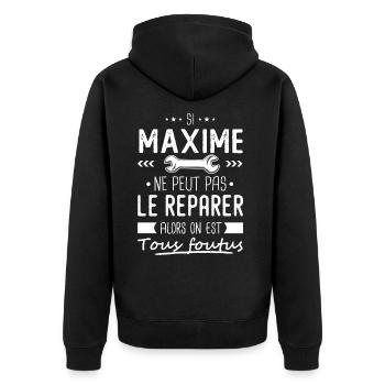 Maxime ne peut pas le réparer cadeau maxime - Veste à capuche bio Premium Unisexe - noir - Dos - Nico (187cm)