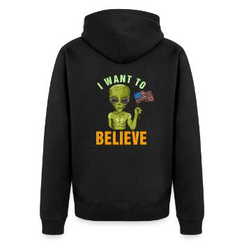 Je veux croire le cadeau de geek extraterrestre martien - Veste à capuche bio Premium Unisexe - noir - Dos - Nico (187cm)