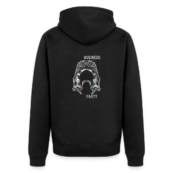 Drôle de mulet cadeau de cheveux Business Party coupe de cheveux - Veste à capuche bio Premium Unisexe - noir - Dos - Nico (187cm)