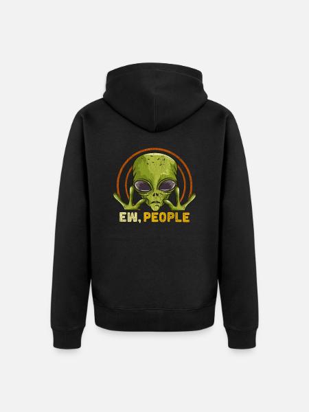 Ew People Ufo Alien Gift - Unisex Premium Organic Zip Hoodie - black