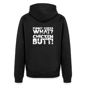 front 44891611159219097 - Unisex Premium Bio Zip Hoodie - Schwarz - Hinten - Nico (187cm)