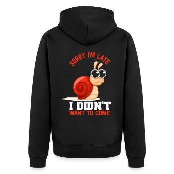 Snail Animal Speed Late Slow - Unisex Premium Organic Zip Hoodie - black - Back - Nico (187cm)