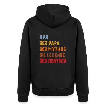 Opa. Papa. Mythos. Legende. Der Rentner - Unisex Premium Organic Zip Hoodie - black - Back - Nico (187cm)