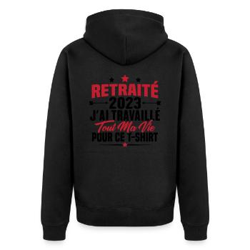 Retraité En 2023 / Humour Cadeau Retraité 2023 - Veste à capuche bio Premium Unisexe - noir - Dos - Nico (187cm)