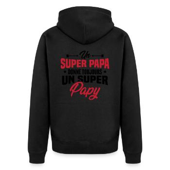 Un super papa donne toujours un super papy - Veste à capuche bio Premium Unisexe - noir - Dos - Nico (187cm)