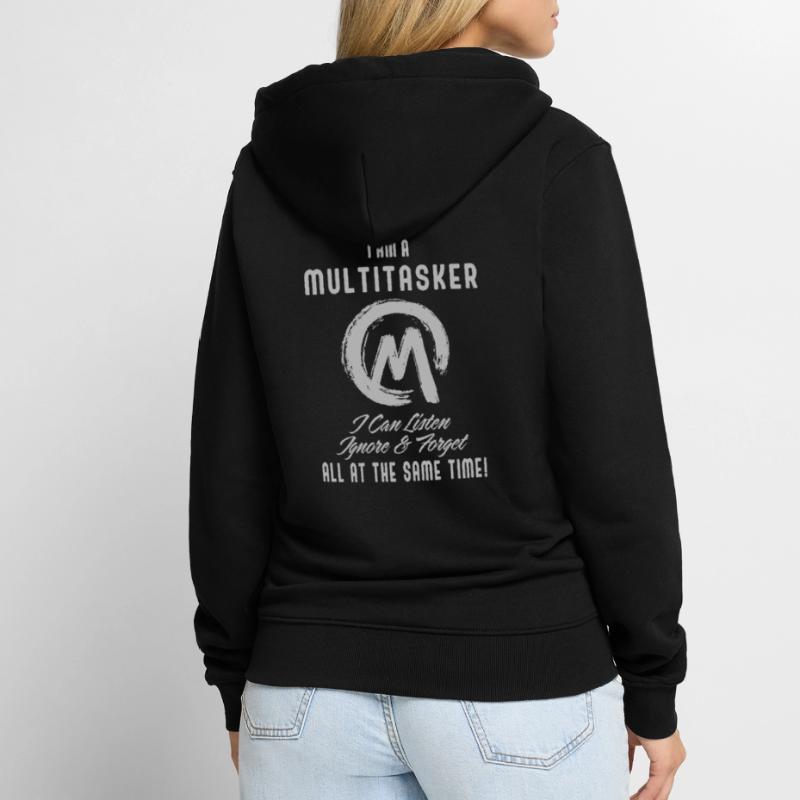 Ich bin ein Multitasker Unisex Premium Bio Zip Hoodie
