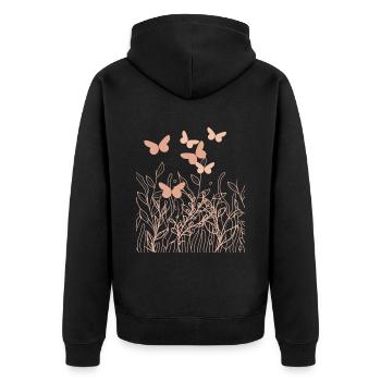 Sommerwiese - Unisex Premium Bio Zip Hoodie - Schwarz - Hinten - Nico (187cm)