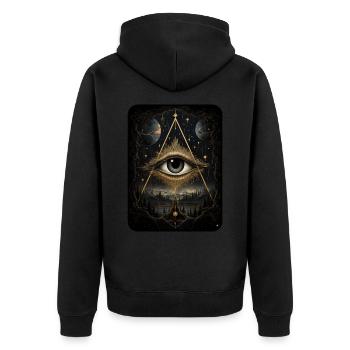 Mystical Divine Eye - Unisex Premium Organic Zip Hoodie - black - Back - Nico (187cm)