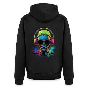 Alien Rave - Unisex Premium Organic Zip Hoodie - black - Back - Nico (187cm)