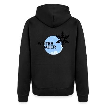 Winterbader Eisbader Winterschwimmen - Unisex Premium Bio Zip Hoodie - Schwarz - Hinten - Nico (187cm)