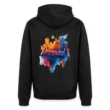 Dortmund - Unisex Premium Bio Zip Hoodie - Schwarz - Hinten - Nico (187cm)
