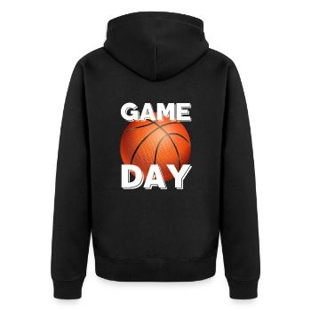 Game Day Basketball - Unisex Premium Bio Zip Hoodie - Schwarz - Hinten - Nico (187cm)