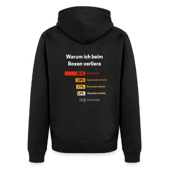 Warum ich beim Boxen verliere Boxen - Unisex Premium Bio Zip Hoodie - Schwarz - Hinten - Nico (187cm)