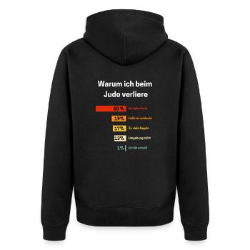Warum ich beim Judo verliere Judoka - Unisex Premium Bio Zip Hoodie - Schwarz - Hinten - Nico (187cm)