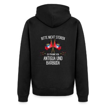 Bitte Nicht Stören Träume Von Antigua Und Barbuda - Unisex Premium Bio Zip Hoodie - Schwarz - Hinten - Nico (187cm)
