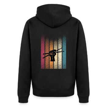 Vintage Retro Schlagzeug Drumsticks Schlagzeuger - Unisex Premium Bio Zip Hoodie - Schwarz - Hinten - Nico (187cm)