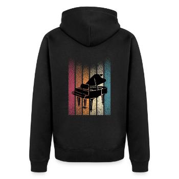 Retro Vintage Klavierspieler Klavier - Unisex Premium Bio Zip Hoodie - Schwarz - Hinten - Nico (187cm)