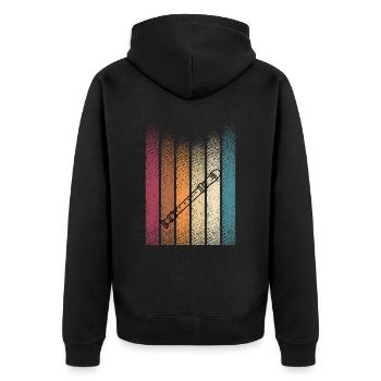 Retro Vintage Blockflöte - Unisex Premium Bio Zip Hoodie - Schwarz - Hinten - Nico (187cm)