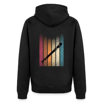 Retro Vintage Blockflöte - Unisex Premium Bio Zip Hoodie - Schwarz - Hinten - Nico (187cm)