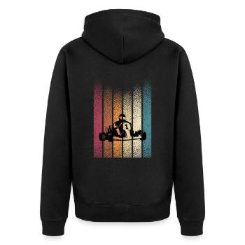 Retro Gokart Motorsport Kartbahn Gokart Fahren - Unisex Premium Bio Zip Hoodie - Schwarz - Hinten - Nico (187cm)