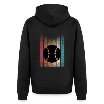 Vintage Softball Retro Baseballspieler Baseball - Unisex Premium Bio Zip Hoodie - Schwarz - Hinten - Nico (187cm)