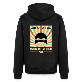 Einer Von Uns Beiden Schwimmt Besser Als Du - Unisex Premium Bio Zip Hoodie - Schwarz - Hinten - Nico (187cm)