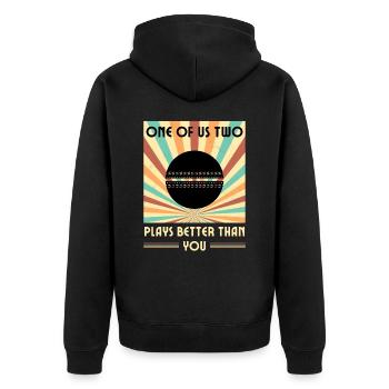 Einer Von Uns Beiden Spielt Besser Als Du Cricket - Unisex Premium Bio Zip Hoodie - Schwarz - Hinten - Nico (187cm)